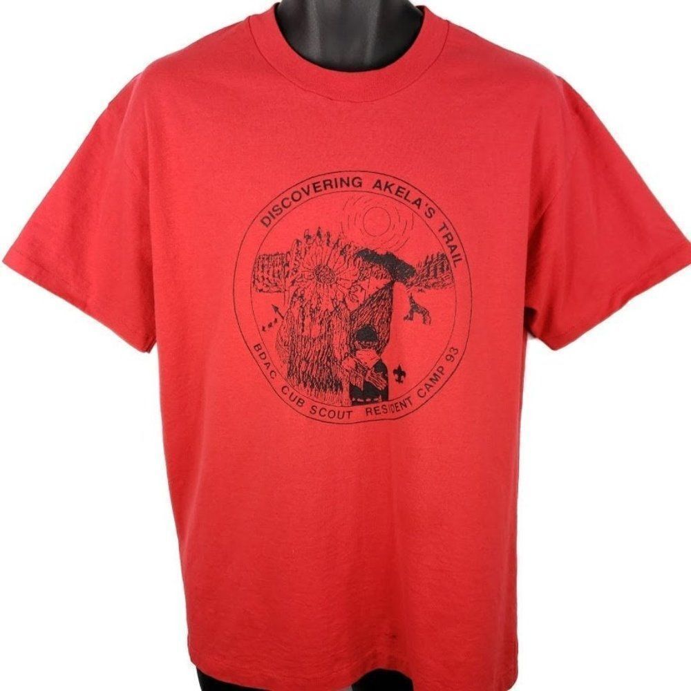 Akelas Trail Cub Scout T Shirt Vintage 90s BDAC 50/50 Made In USA Mens Large